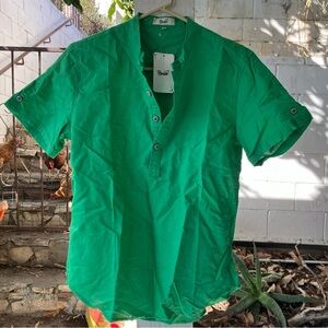 Frog Green Revesh Men’s Shirt Cotton Size Medium